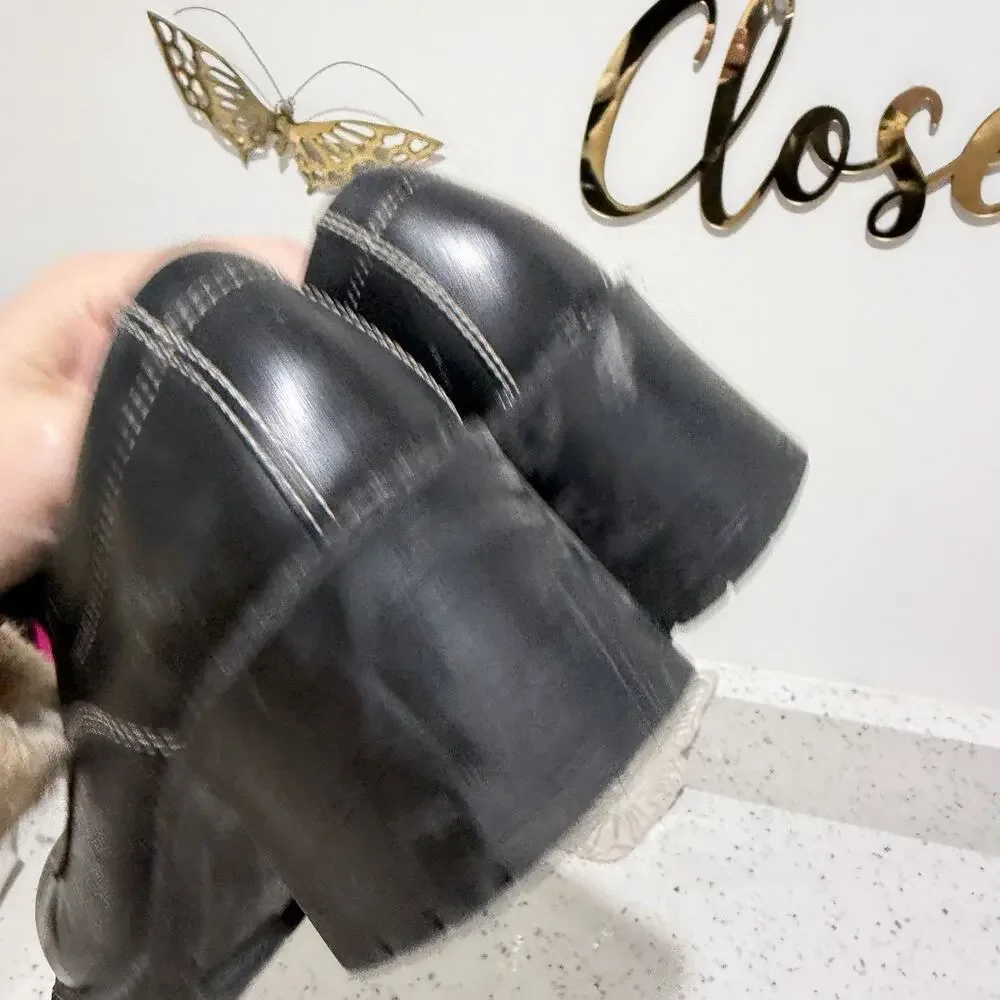 Vtg 90s Y2k Chunky Platform Oxfords Lace Up Mary Jane Heels 6.5